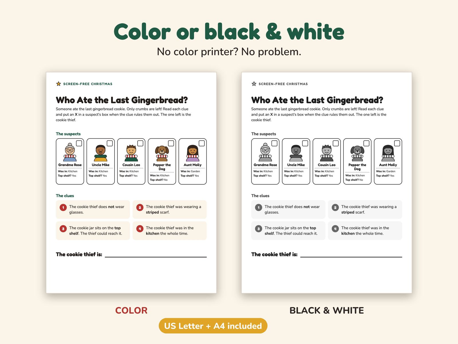 The same page in color and in black and white